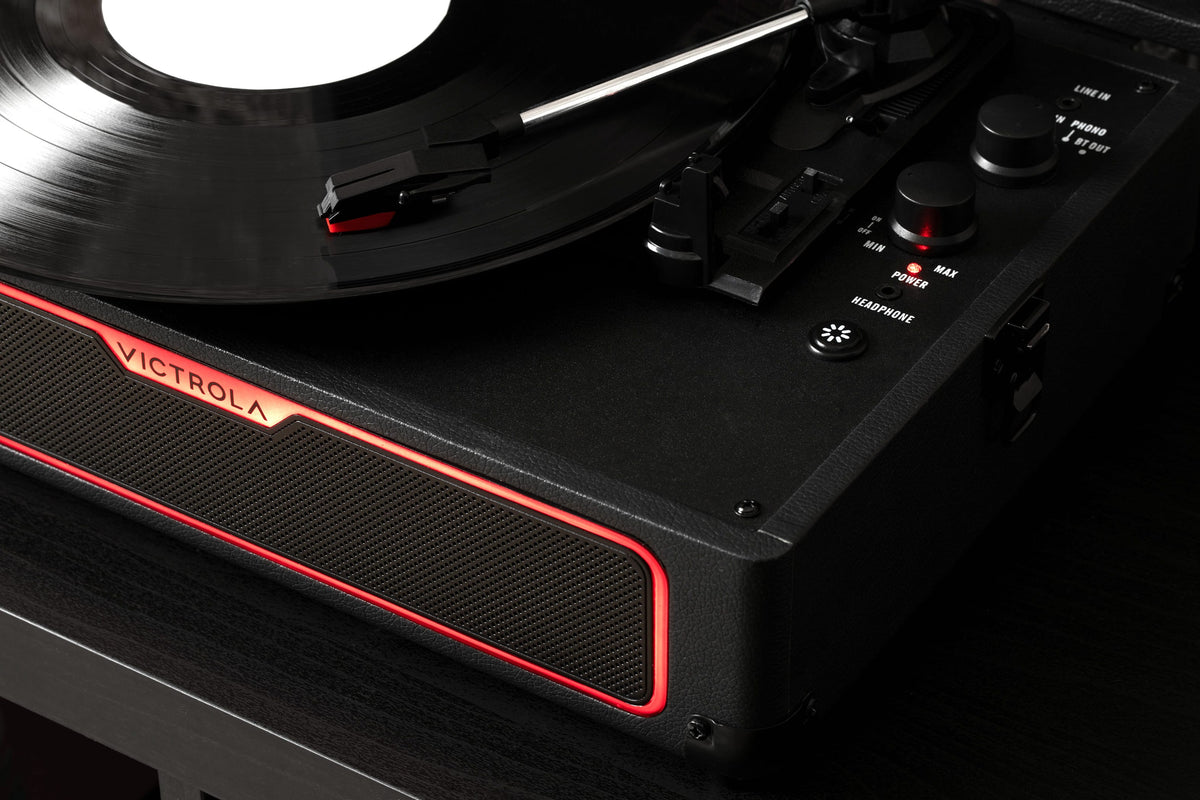 Victrola - Journey Glow Illuminated Suitcase Record Player - Black