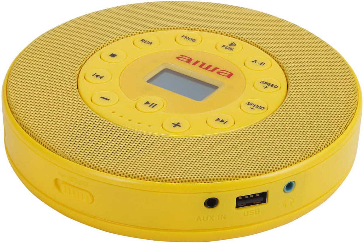 Aiwa - Flashback Wireless Kit Retro CD Player & Wireless Headphones - Yellow