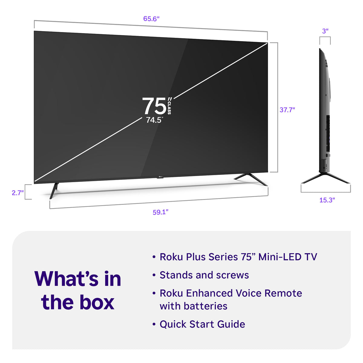 Roku - 75" Class Plus Series 4K QLED Mini-LED Smart RokuTV