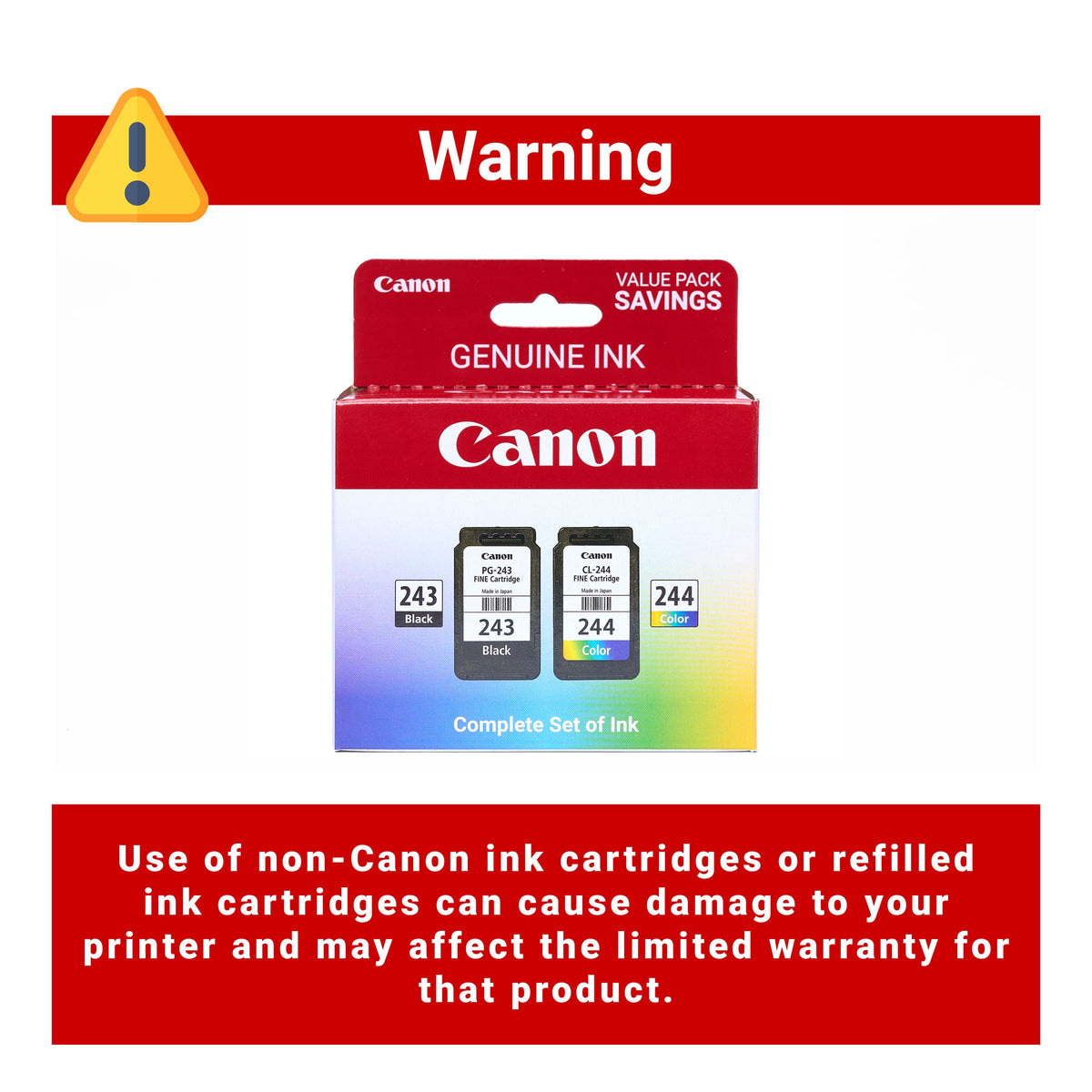 Canon - 243 / CL-244 Value Pack Standard Capacity Ink Cartridges - Black/Cyan/Magenta/Yellow