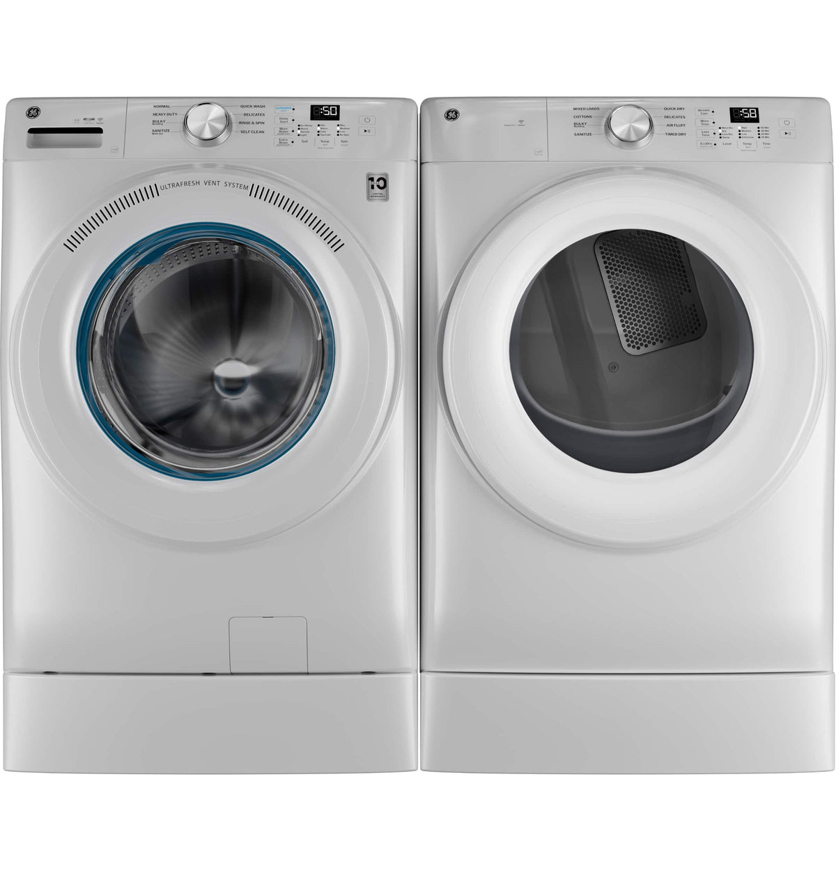 GE - 7.8 Cu. Ft. Stackable Smart Electric Dryer with Sanitize Cycle - White