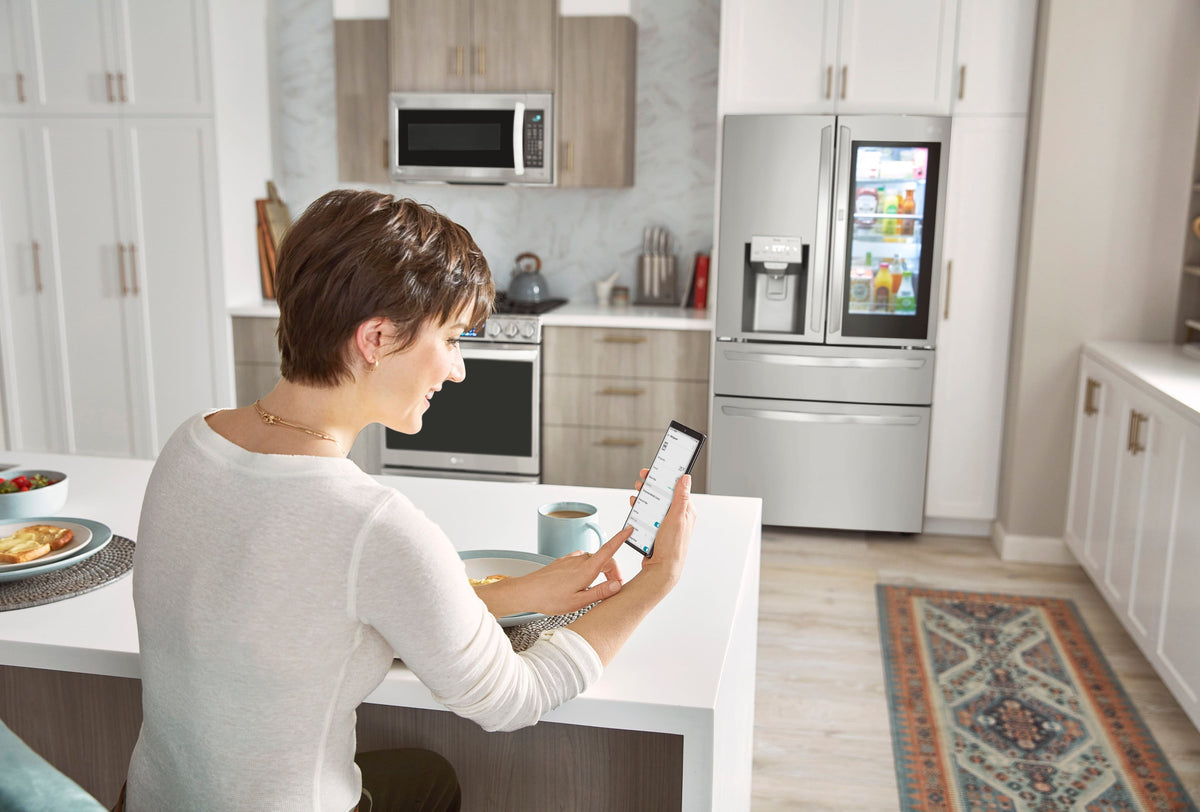 LG - 36-in Wide 22.5 Cu. Ft. 4-Door French Door-in-Door Counter-Depth Smart Refrigerator with Craft Ice - Stainless Steel