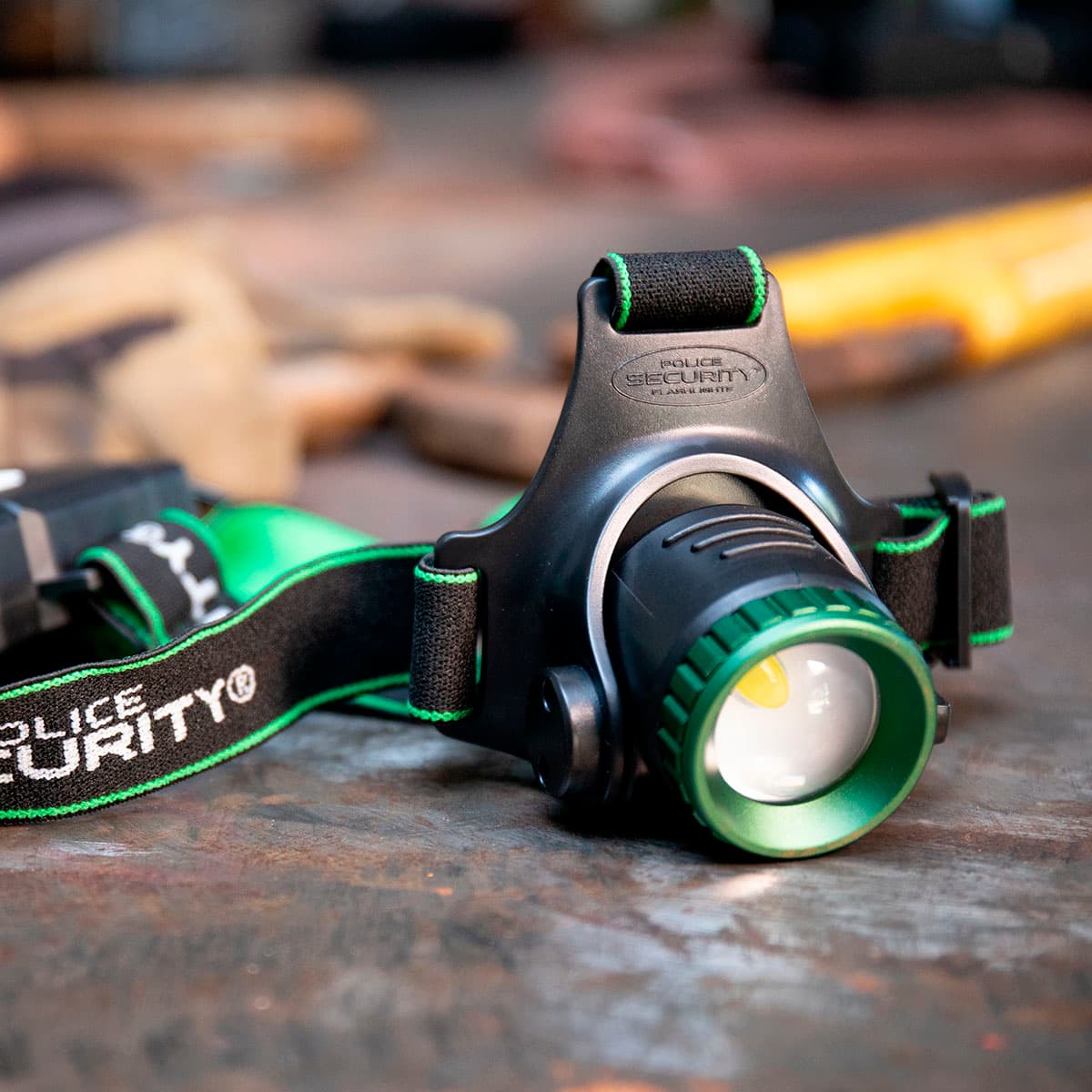 Police Security - Blackout-R Rechargeable Headlamp - Black/Green