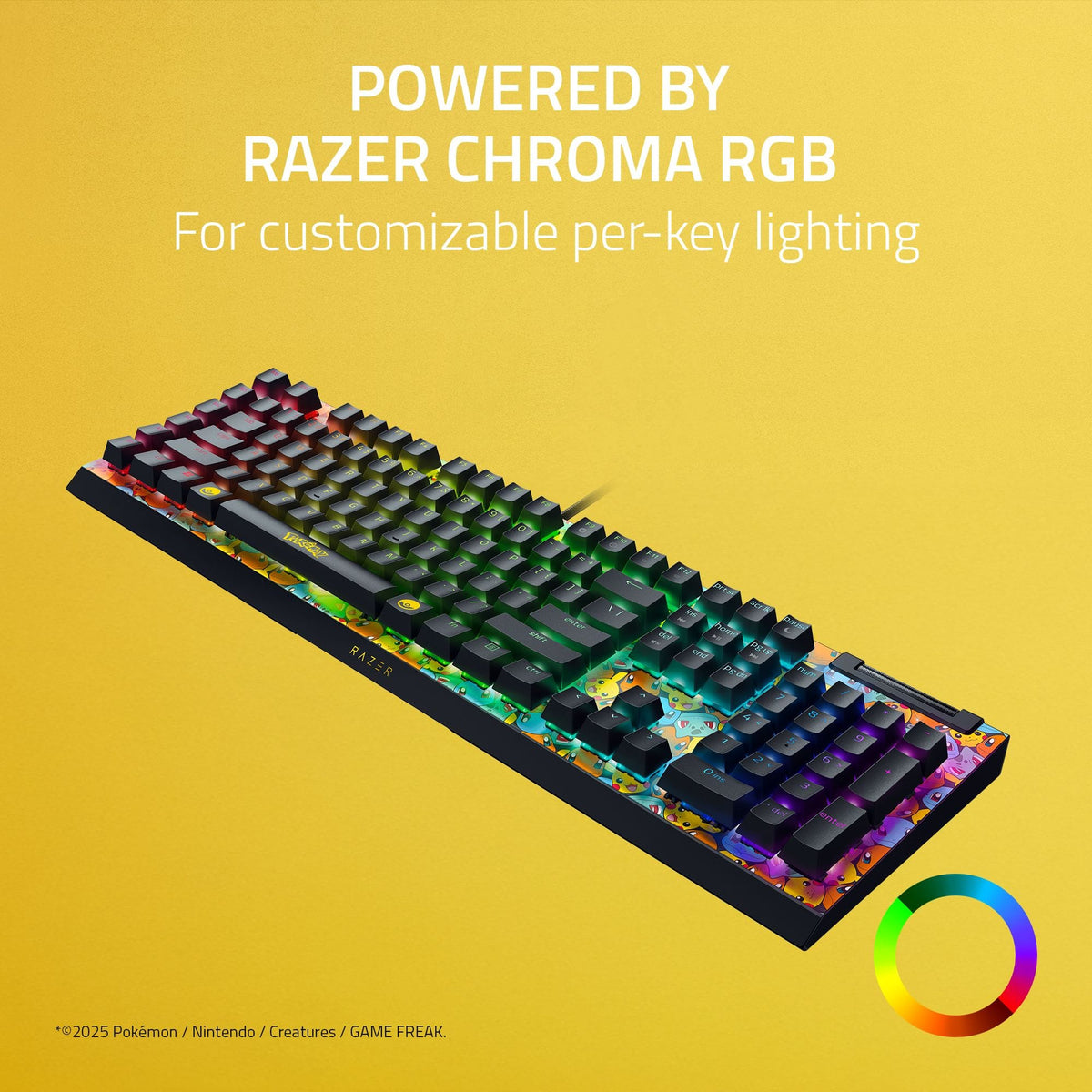 Razer - BlackWidow V4 X Full Size Wired Mechanical Green Clicky Switch Gaming Keyboard with Chroma RGB Backlighting - Pokémon Edition