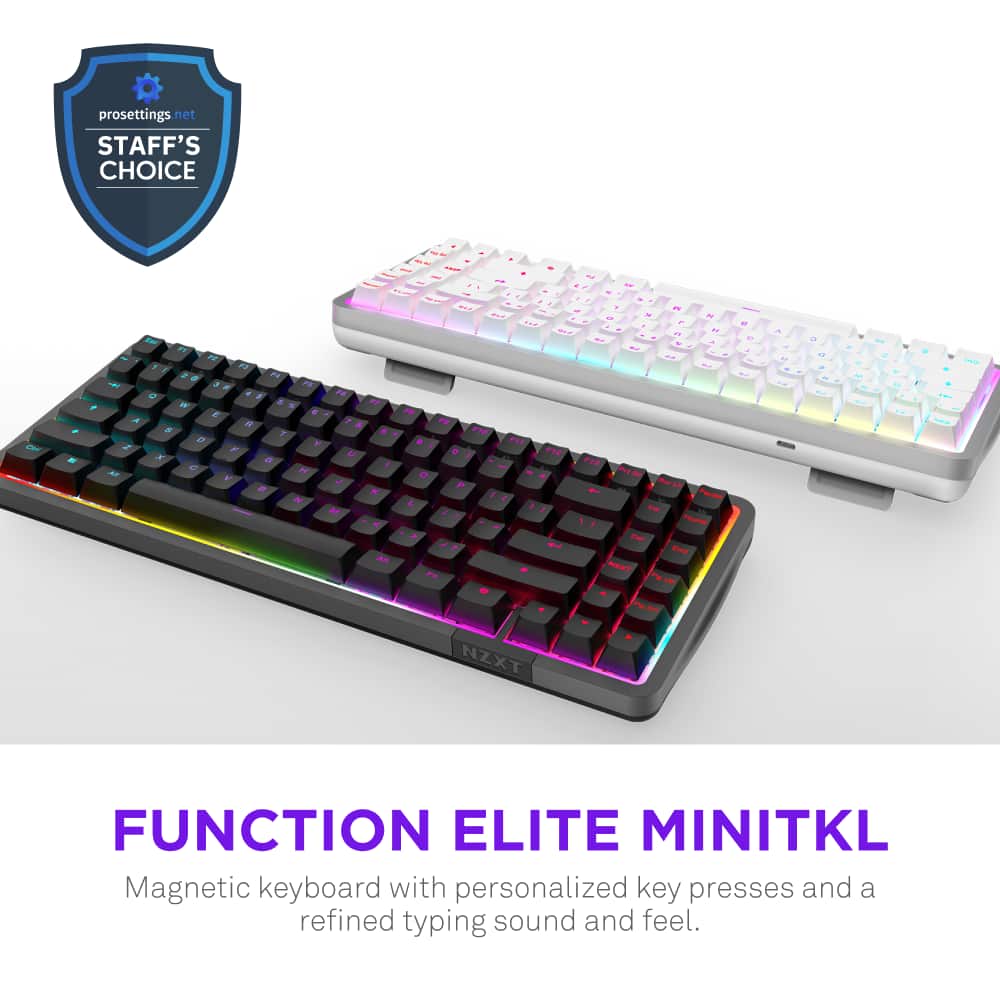 NZXT - Function Elite MiniTKL Wired Magnetic RGB Gaming Keyboard - White