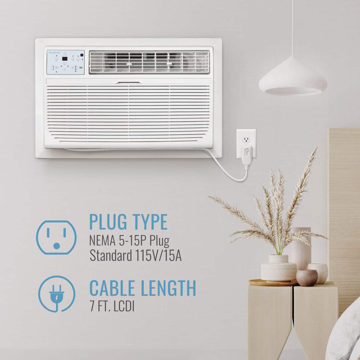 Keystone - Energy Star 12,000 BTU 115V Through-the-Wall Air Conditioner with Follow Me LCD Remote Control - White
