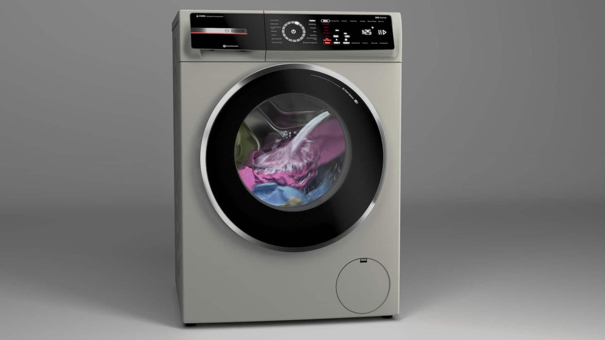 Bosch - 800 Series 2.4 Cu. Ft. High-Efficiency Stackable Smart Front Load Washer with Steam and 4D Wash System - Pearl steel