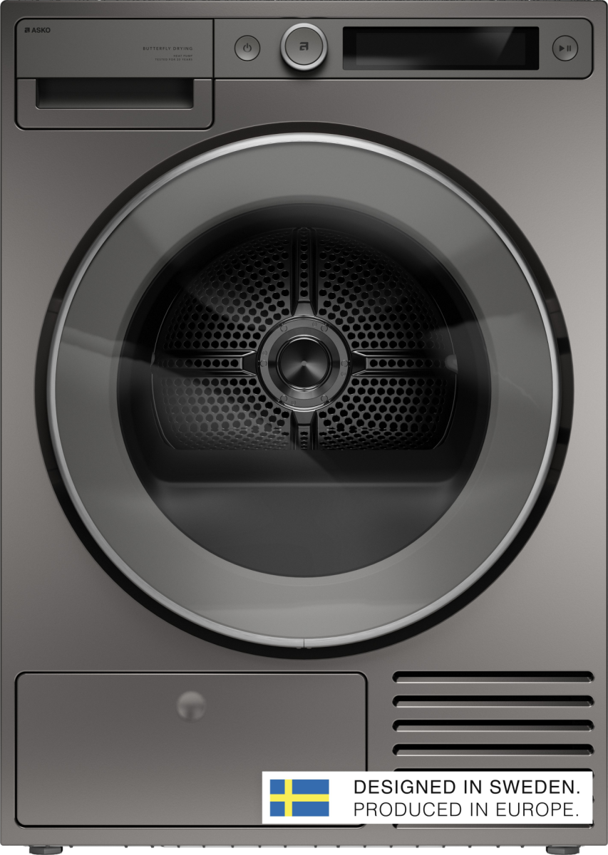 Asko - 5.2 cu. ft. Stackable Electric Vented Dryer - Butterfly Drying System, Soft Drum Technology, 18 Programs – - Titanium