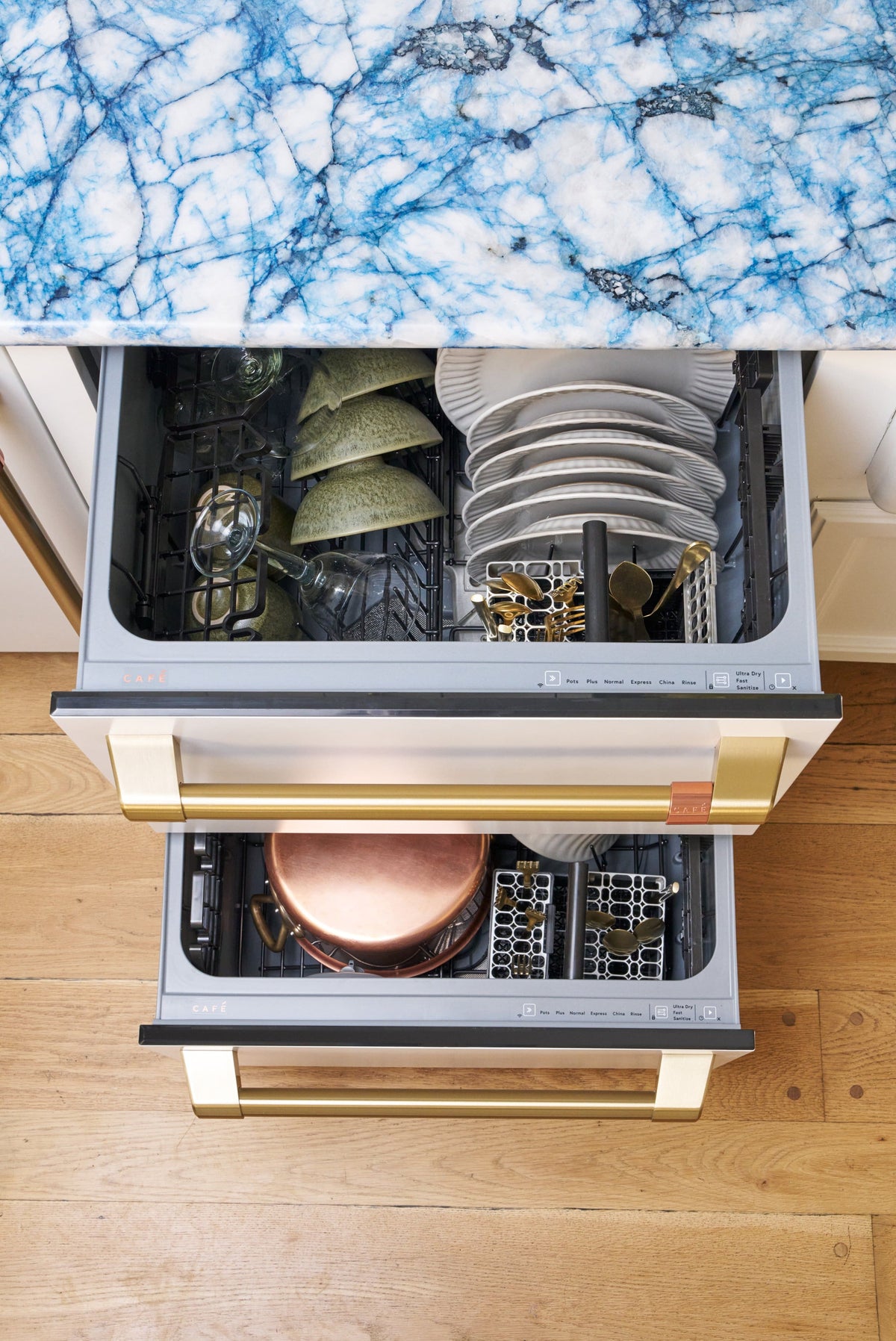 Café - 24" Top Control Built-In Double Drawer Dishwasher, Customizable - Matte White