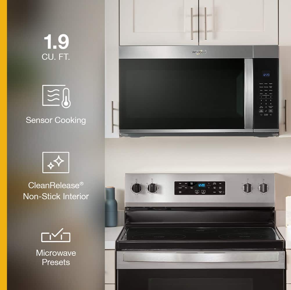 Whirlpool - 1.9 Cu. Ft. Over-the-Range Microwave with Sensor Cooking - Black Stainless Steel
