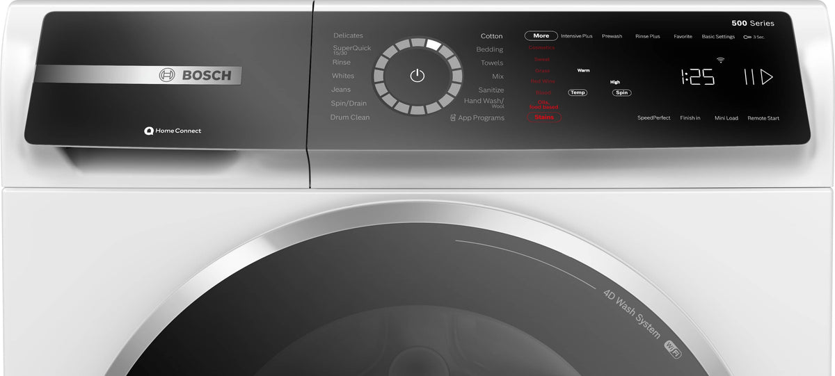 Bosch - 500 Series 2.4 Cu. Ft. High-Efficiency Stackable Smart Front Load Washer with 4D Wash System - White