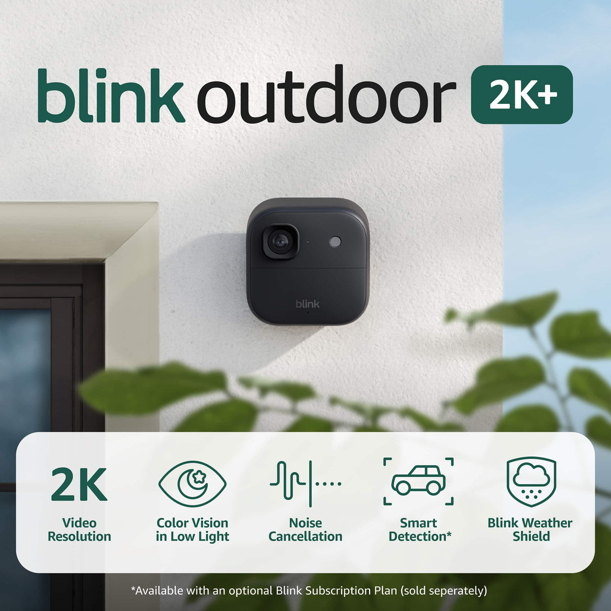 Blink - Outdoor 2K+ Wireless Smart Security Camera, 2K video, Two-way audio w/ noise cancellation, Smart detection - 5CAM - Black
