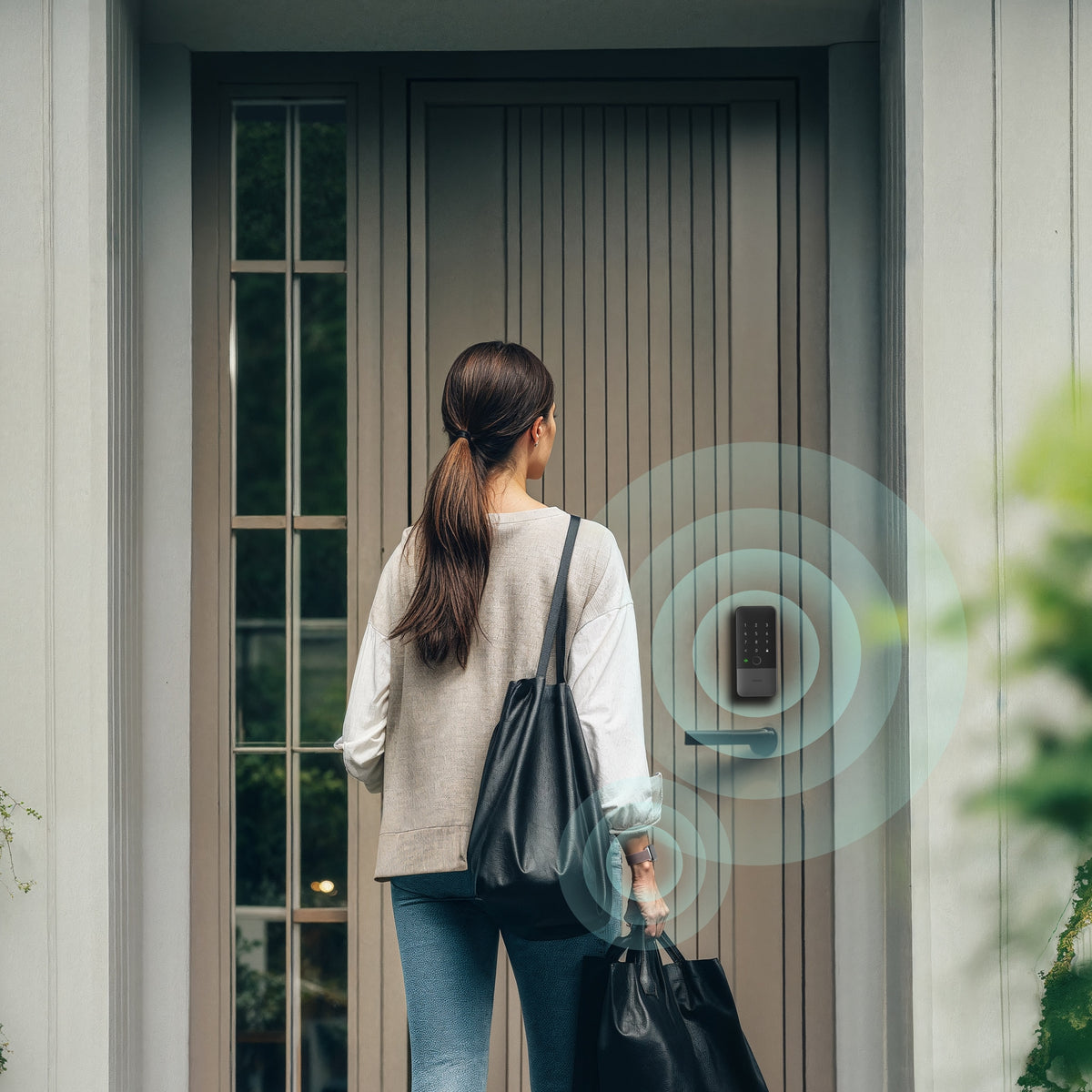 Aqara - UWB Smart Lock U400 Kit with M100 Hub, Matter, Thread, Wifi, Apple Home Key, Fingerprint, Rechargeable Battery - Black