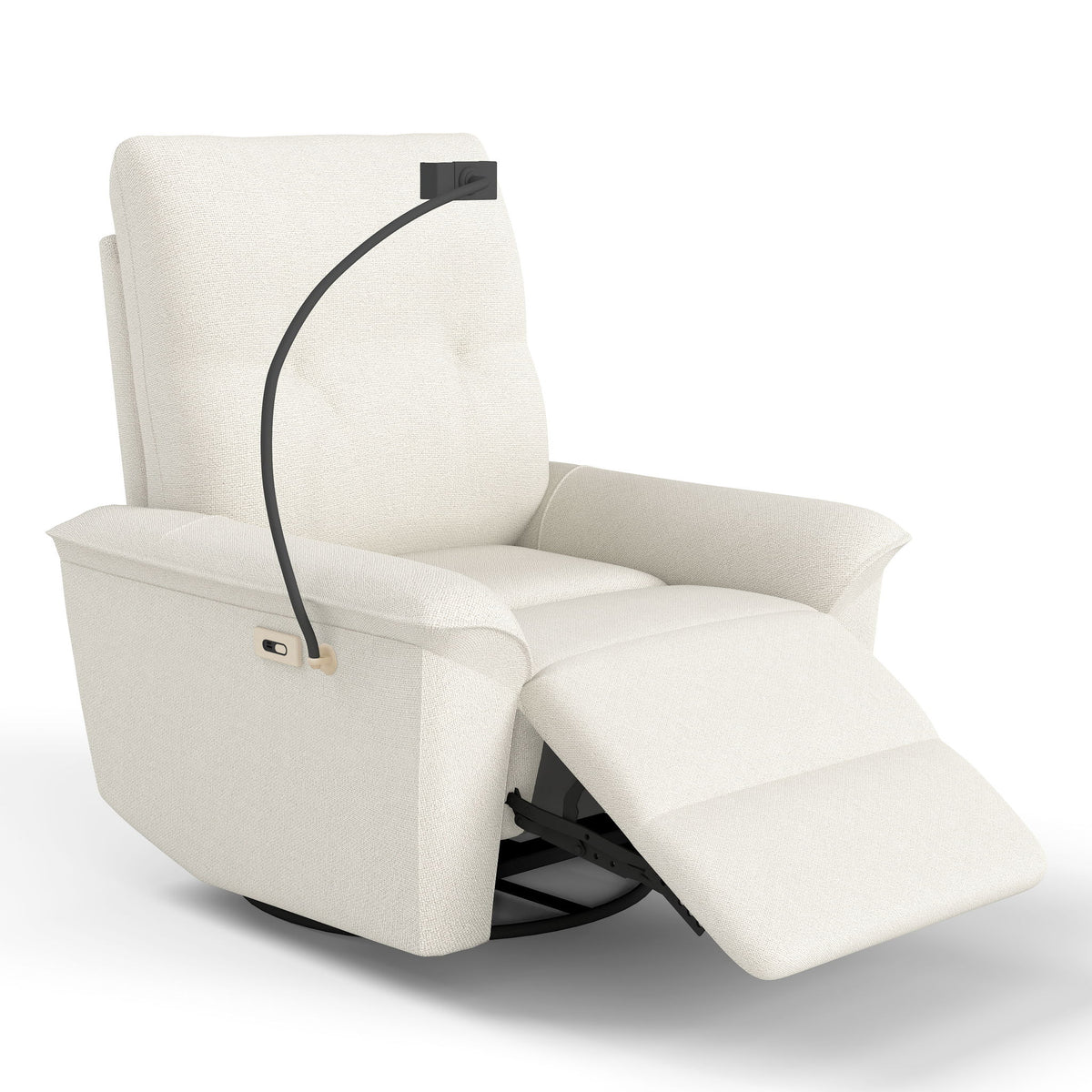 Sillón reclinable giratorio de 270° con soporte para teléfono, sofá deslizante eléctrico con puertos USB para sala de estar o dormitorio - Beige
