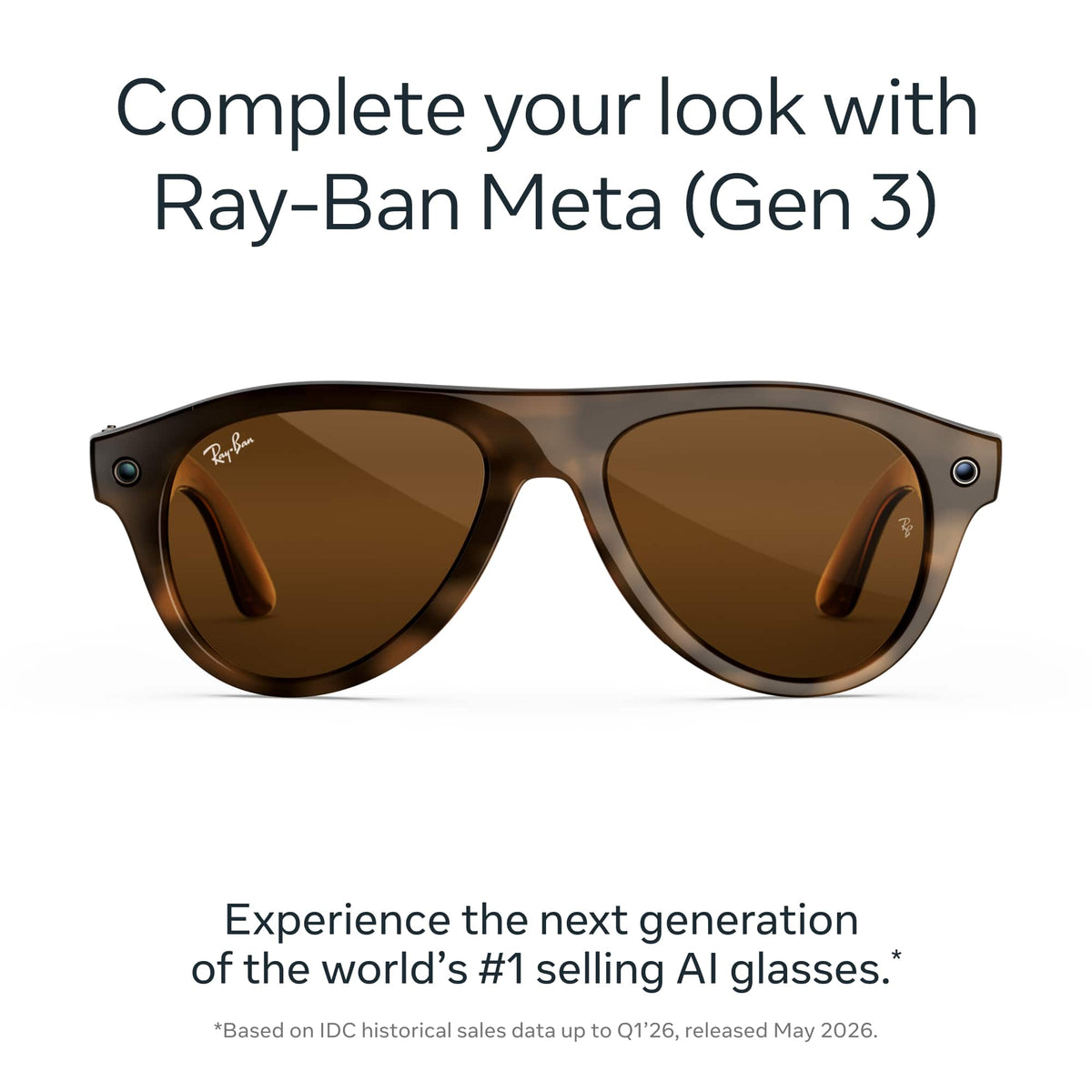 Ray-Ban Meta - (Gen 3) Aviator - AI Glasses with Camera - Brown Lenses - Havana