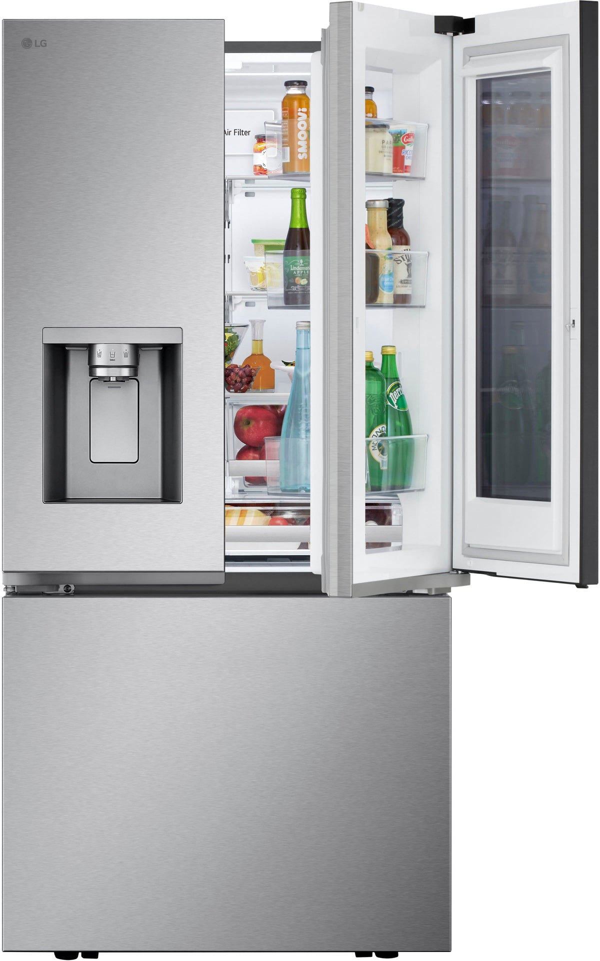 LG - 33-in Wide 24.5 Cu. Ft. French Door Standard-Depth MAX Smart Refrigerator with Dual Ice Maker with Craft Ice - Stainless Steel