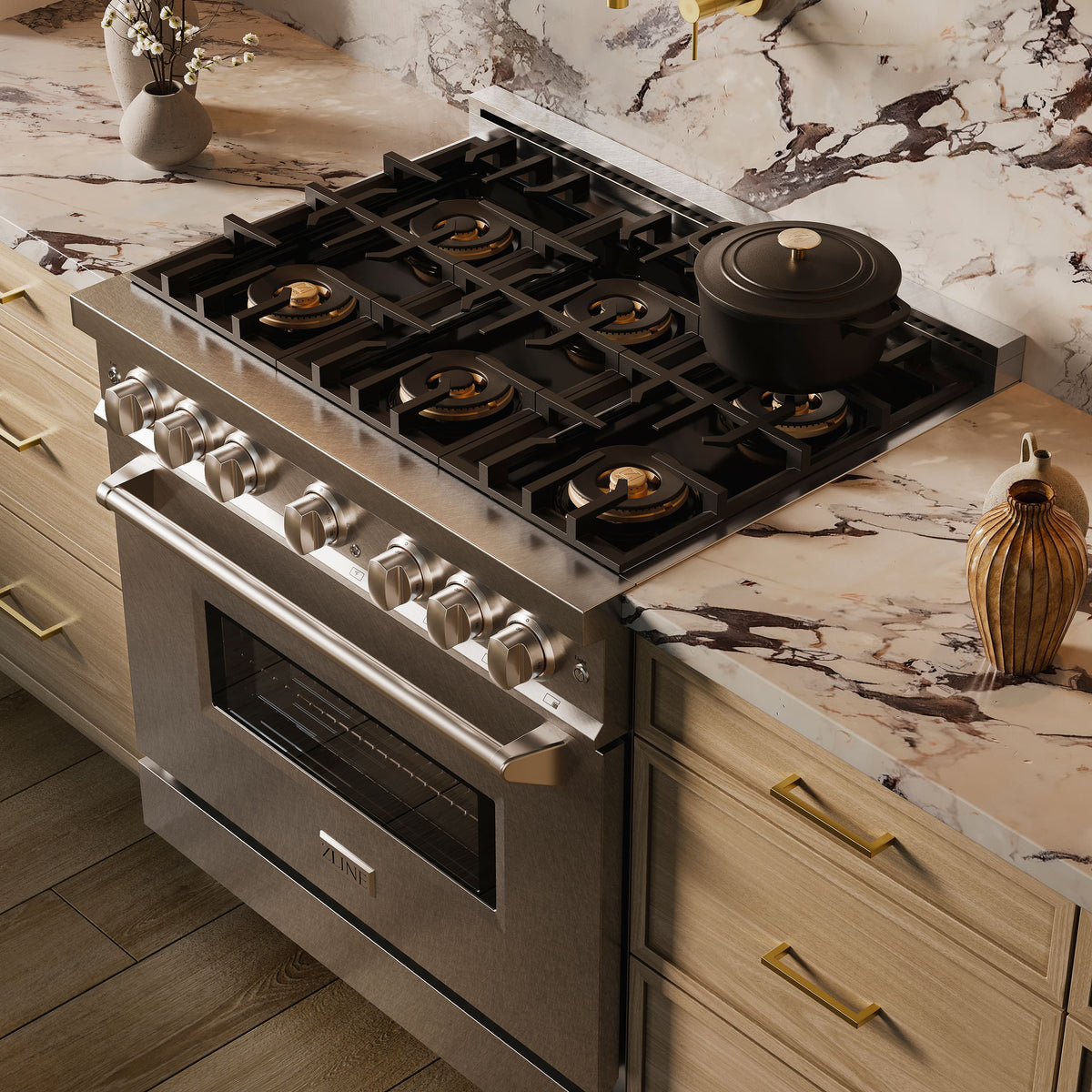 ZLINE - 36 in. 5.2 cu. ft. Classic Freestanding Gas Range with 6 DuoPro Burners and Convection Oven in Satin Stainless Steel - Satin Stainless Steel