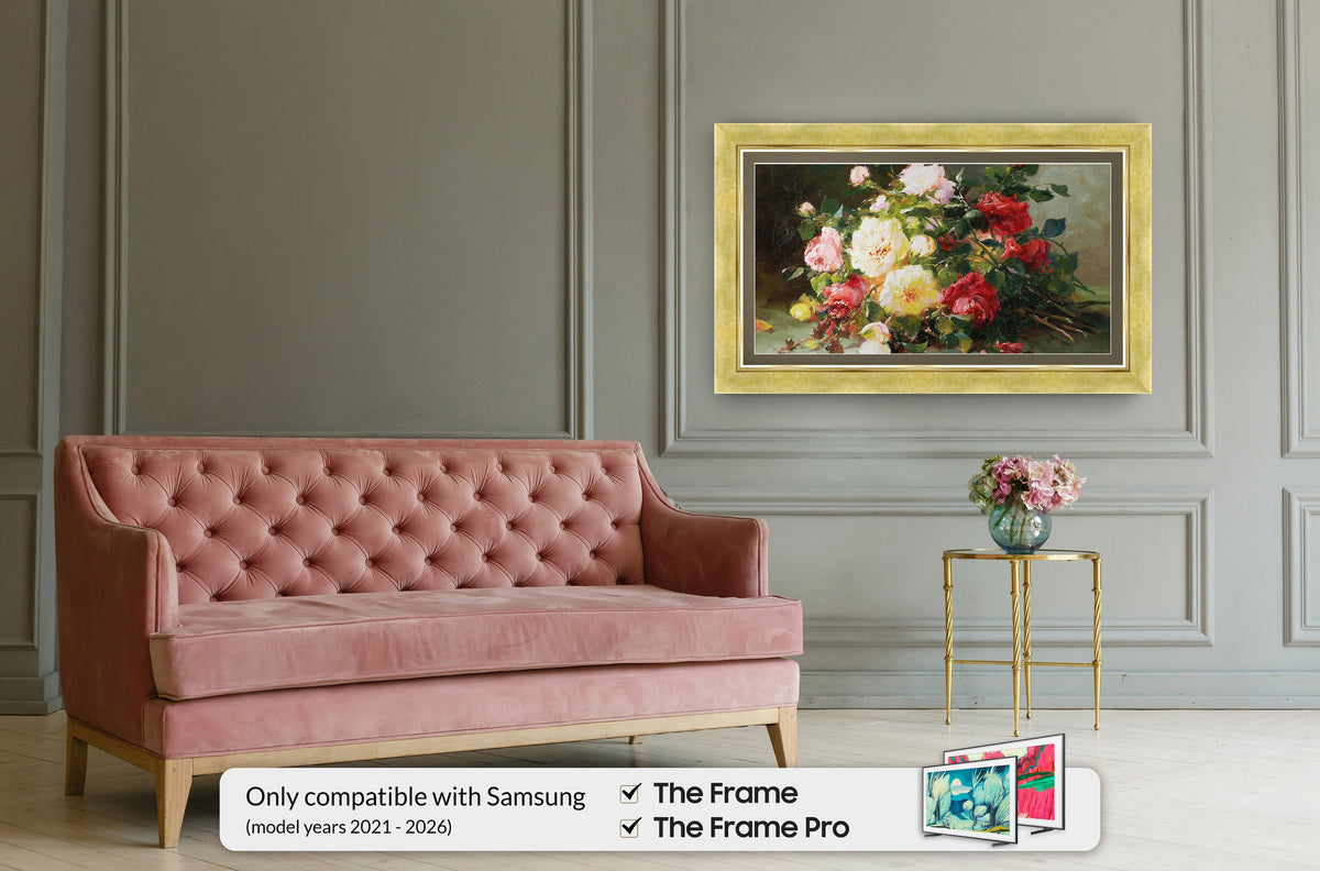 Deco TV Frames - Premiere Bezel for Samsung The Frame and Frame Pro TV - Contemporary Gold
