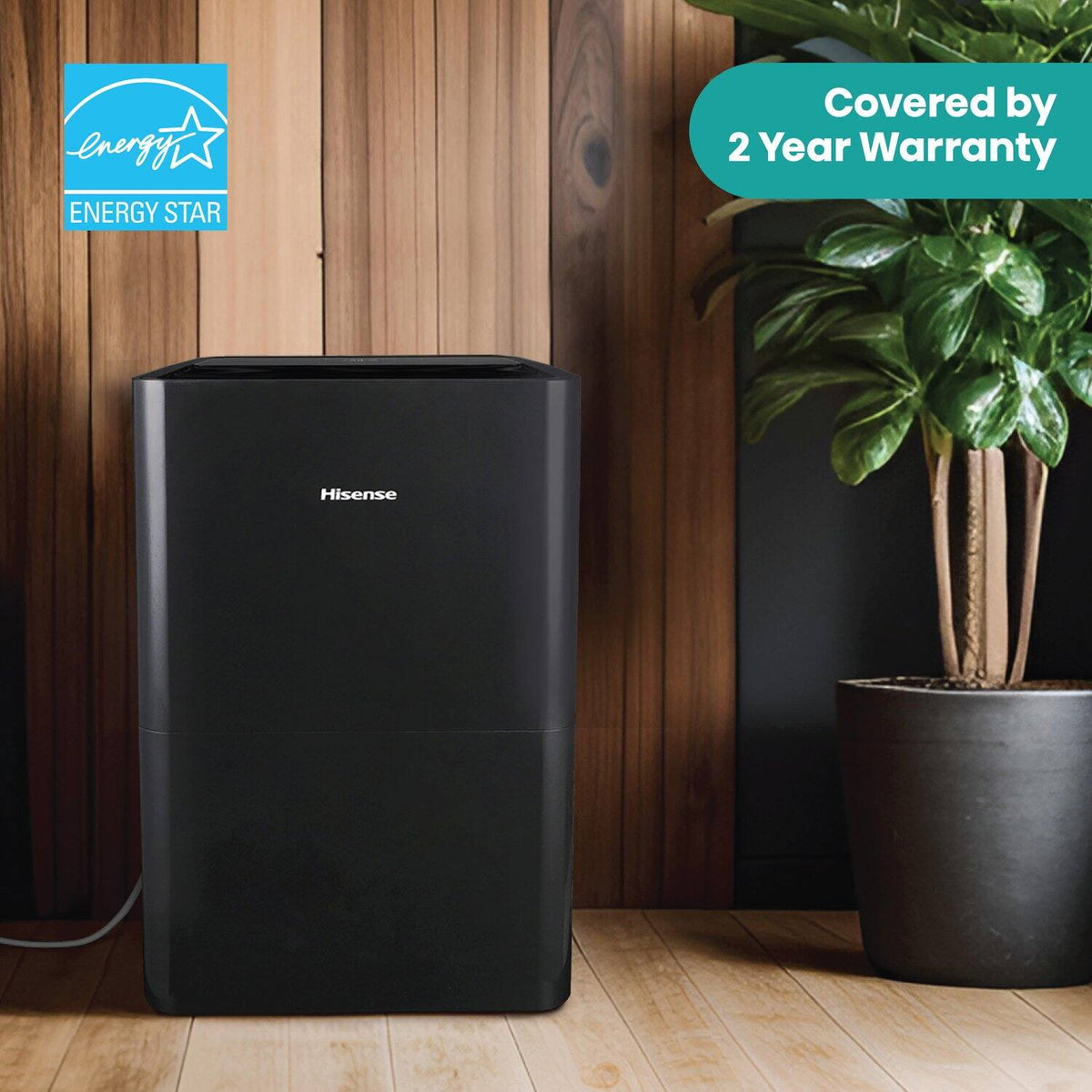 Hisense - 50-Pint Dehumidifier with 12 quarts Bucket Capacity and Pump - Black