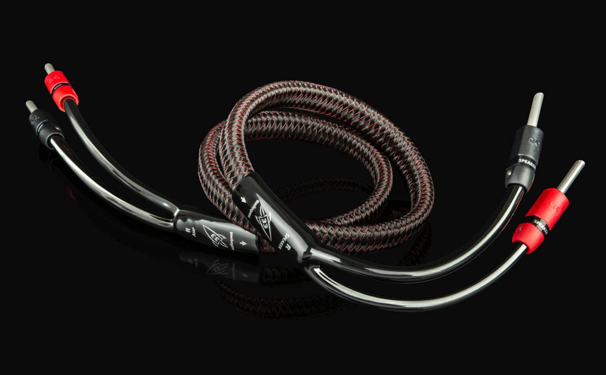 AudioQuest - Rocket 33 Single BiWire 9' Analog Speaker Cable w/ SureGrip 300 Connectors with Banana to Banana Connectors - Red on Black