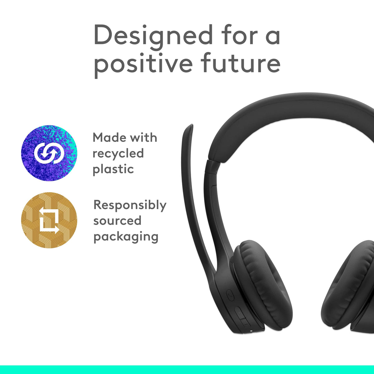 Logitech - Zone 300 Wireless Bluetooth On-ear Headset With Noise-Canceling Microphone - Black