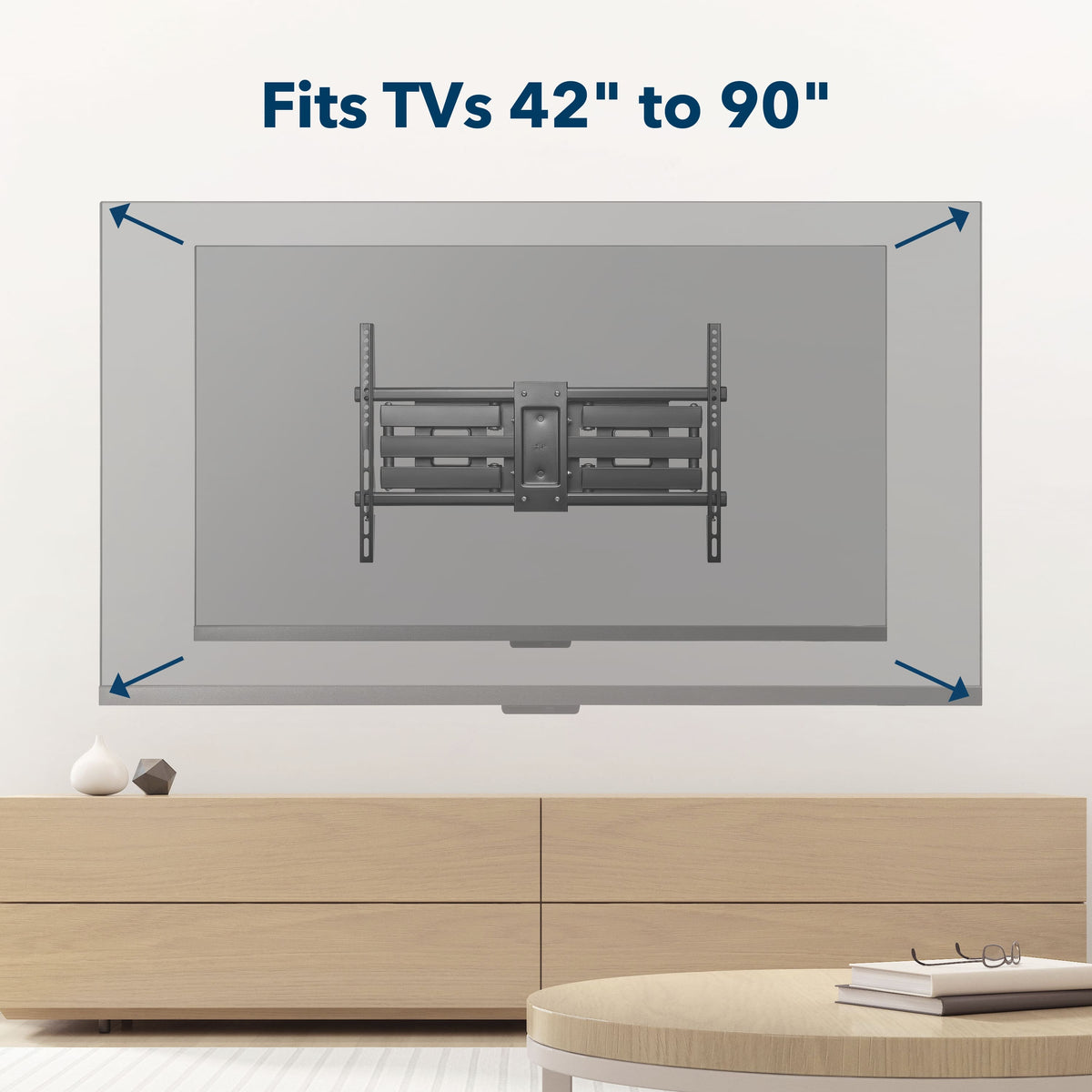 Insignia™ - Full-Motion TV Wall Mount for Most 42–90" TVs, Up to 120 lbs. — Extends 20" - Black