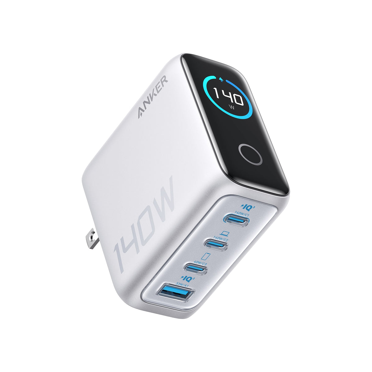 Anker - Laptop Charger (140W, 4-Port, PD 3.1) - Silver