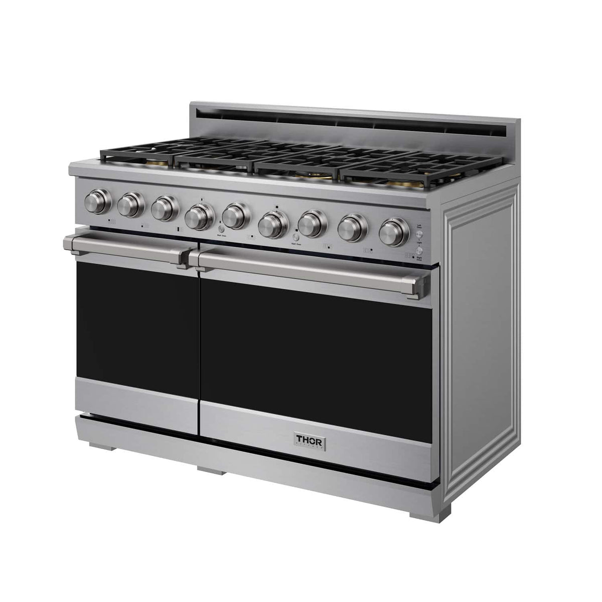 Thor Kitchen - 48 in. Wide 7 Burner 7.6 Cu Ft. Freestanding Double Oven Gas Range with Infrared Broiler - Stainless Steel