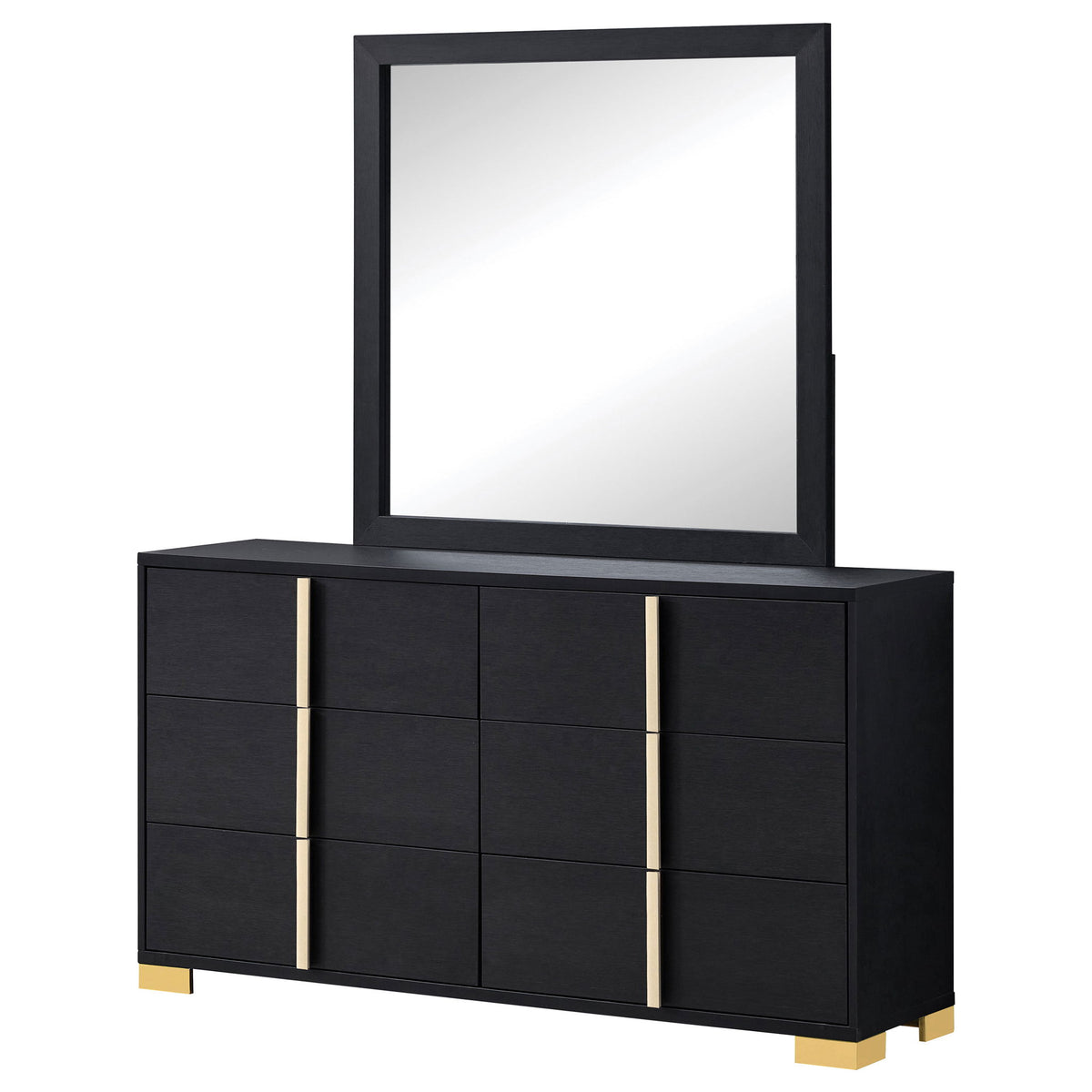 Jeremiah - 6 Drawer Dresser With Mirror - Black