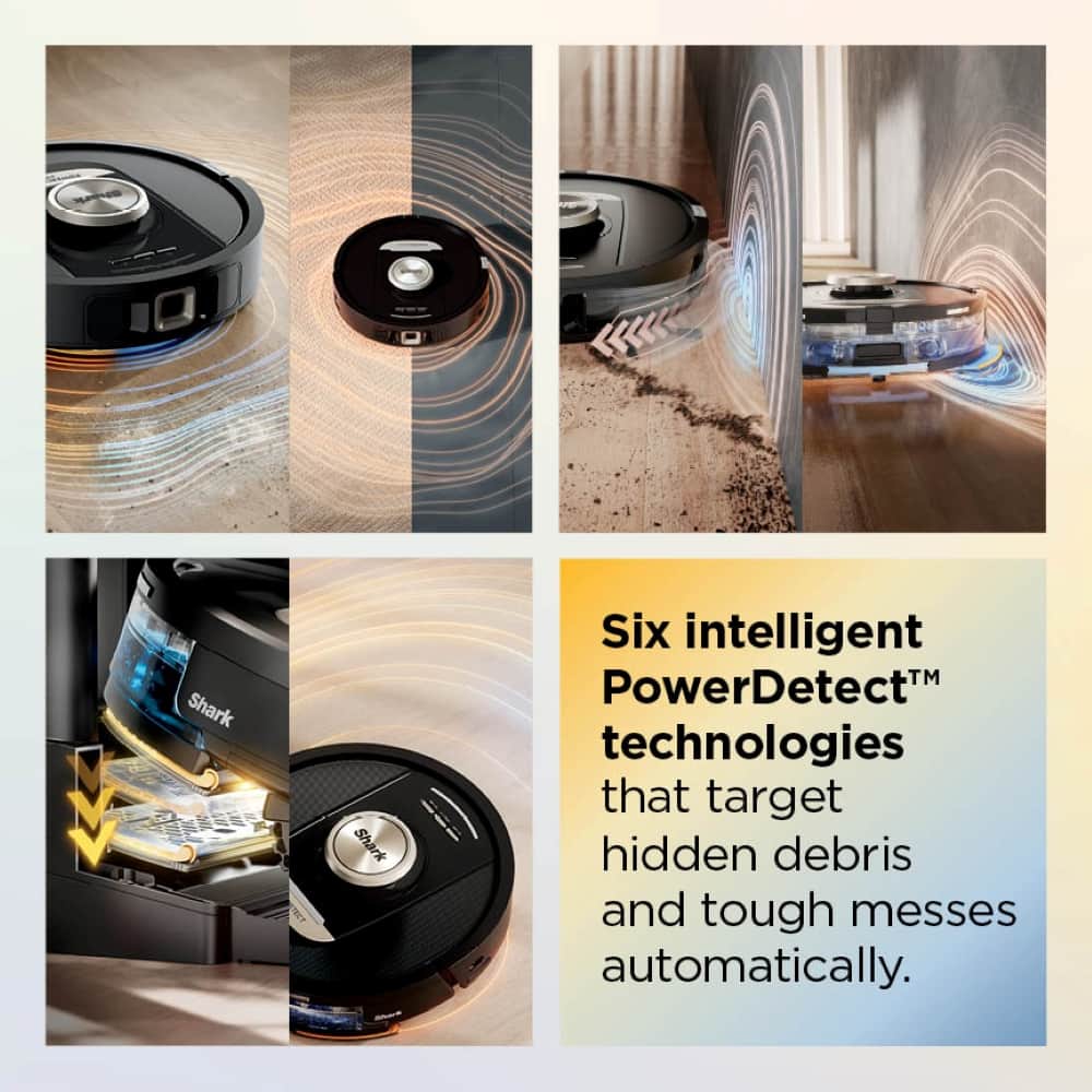 Shark - PowerDetect ThermaCharged Robot Vacuum & Mop with Heated Mop Cleaning NeverTouch Pro Base - Black