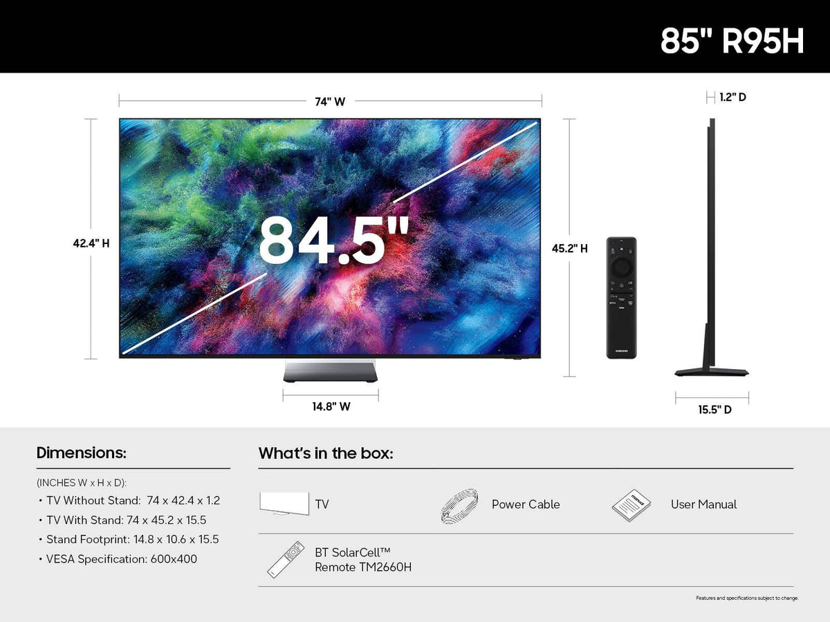 Samsung - 85" Class R95H Series Micro RGB 4K Glare-Free TV with SamsungVisionAI (2026)