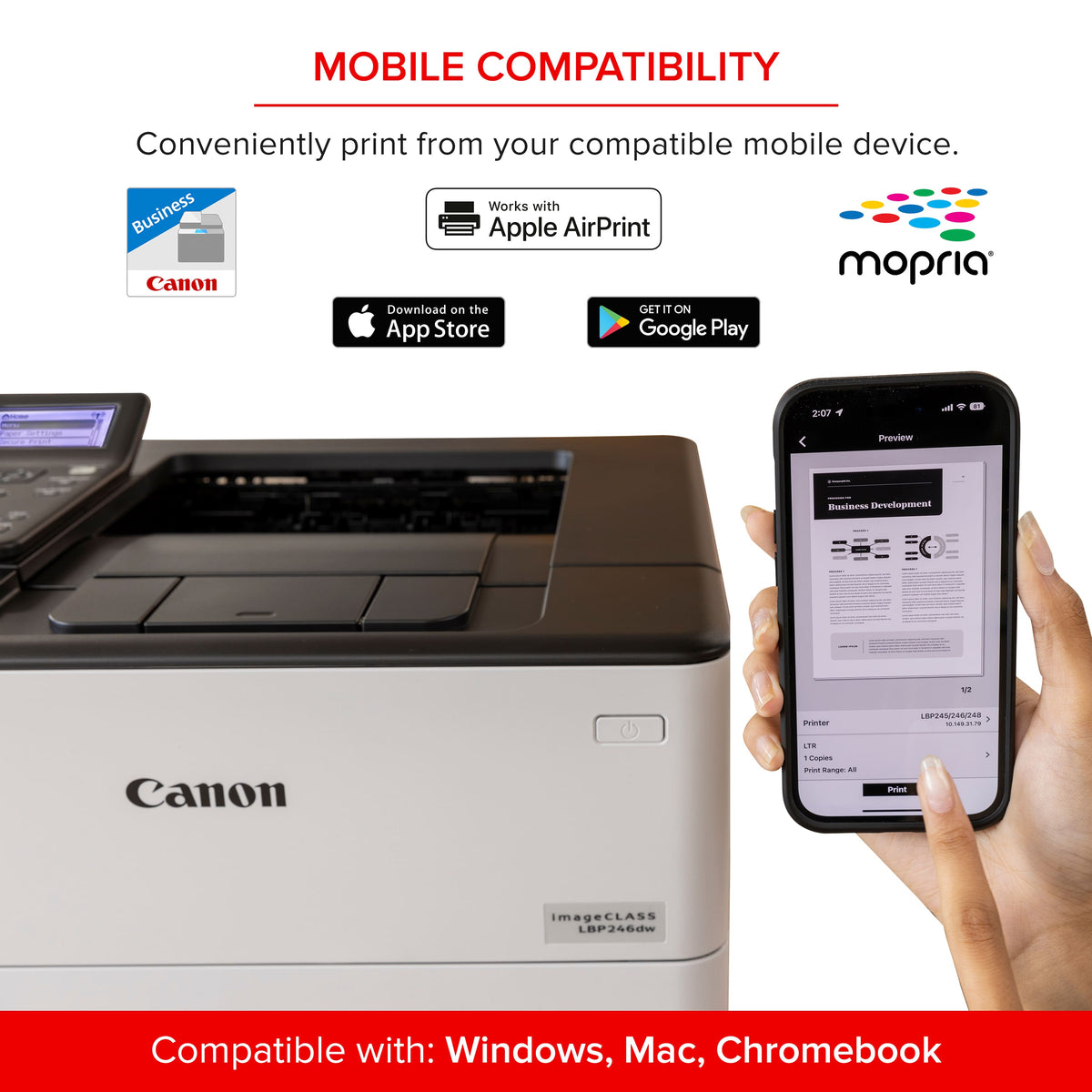 Canon - imageCLASS LBP246dw Wireless Black-and-White Laser Printer - White