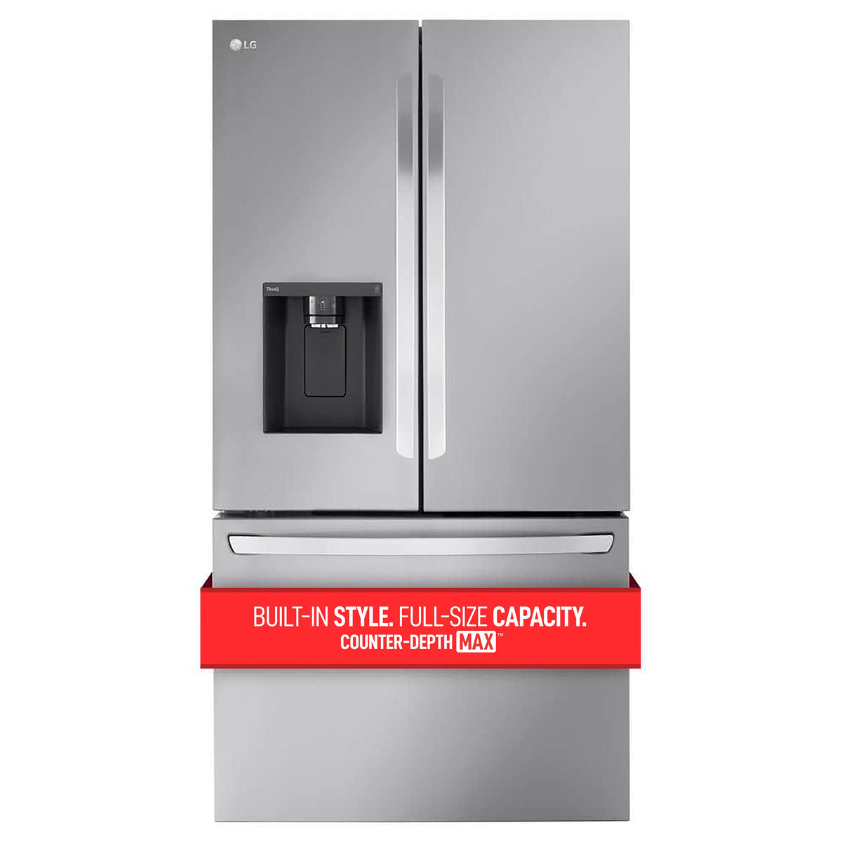 LG - 36-in Wide Counter-Depth MAX 25.5 Cu. Ft. French Door Smart Refrigerator with Dual Ice - Stainless Steel