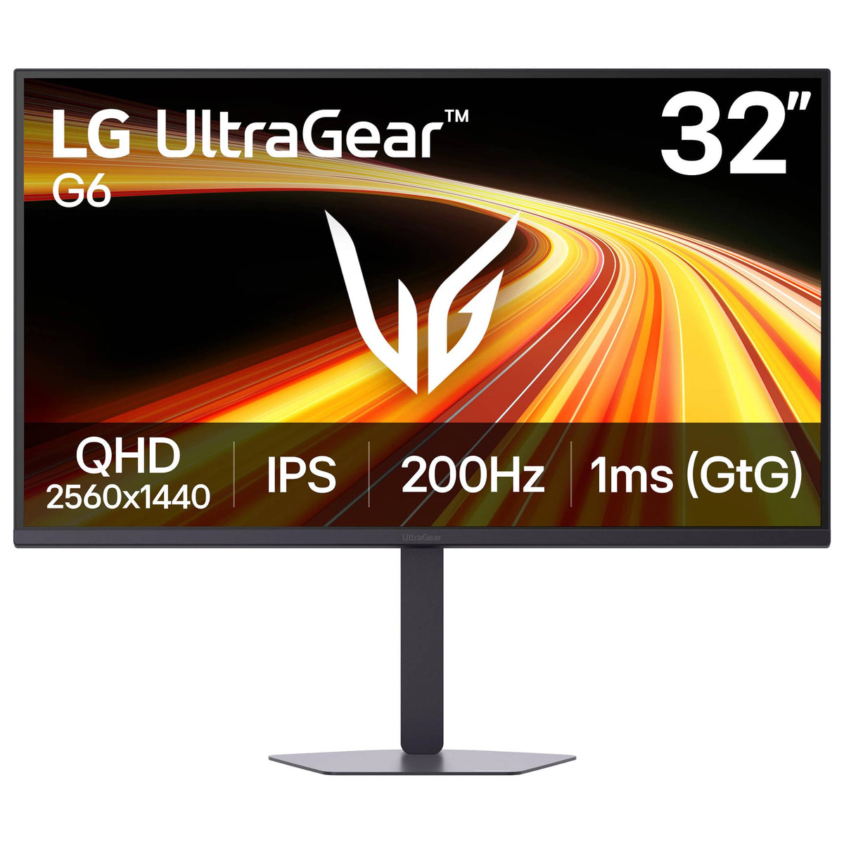 LG - 32" UltraGear G6 IPS QHD 200Hz 1ms G-SYNC Compatible FreeSync Premium Gaming Monitor with HDR10 (HDMI, DisplayPort) - Black