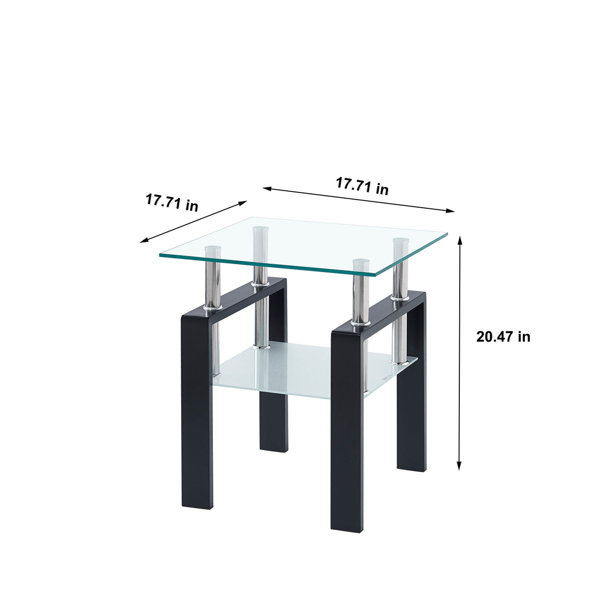 Mesa de centro moderna de lujo de vidrio templado con 2 niveles