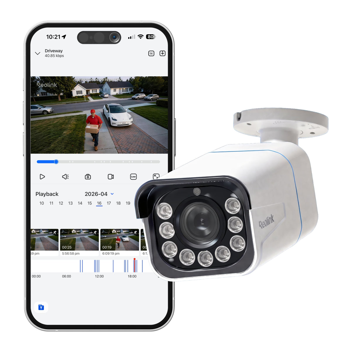 Reolink - 4K 8MP PoE Wired Outdoor Bullet Security IP Camera with 5X Optical Zoom, Color Night Vision - White