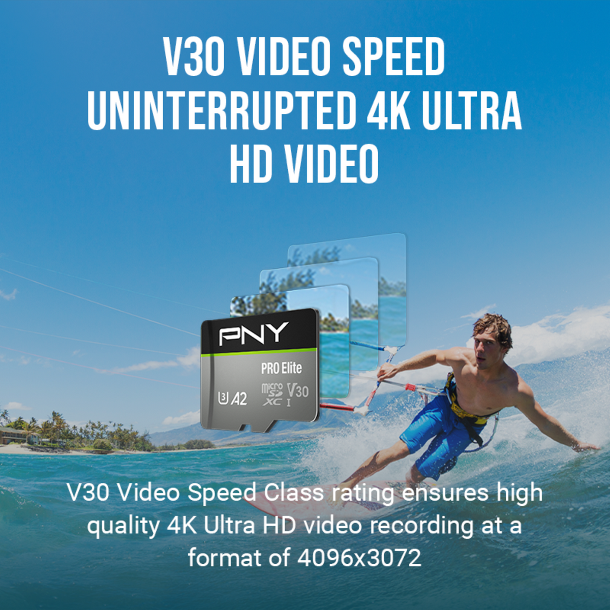 PNY - 128GB PRO Elite Class 10 U3 V30 A2 microSDXC Flash Memory Card