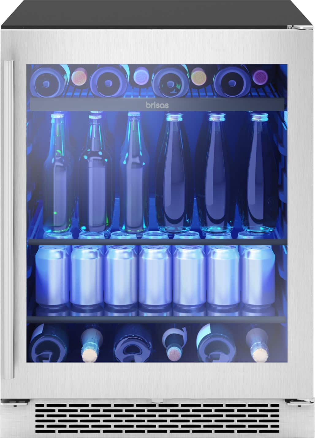 Zephyr - 5.11 Cu. Ft. Brisas 24 in. 8-Bottle and 98-Can Built-in Single Zone Beverage Cooler - Stainless Steel/Glass