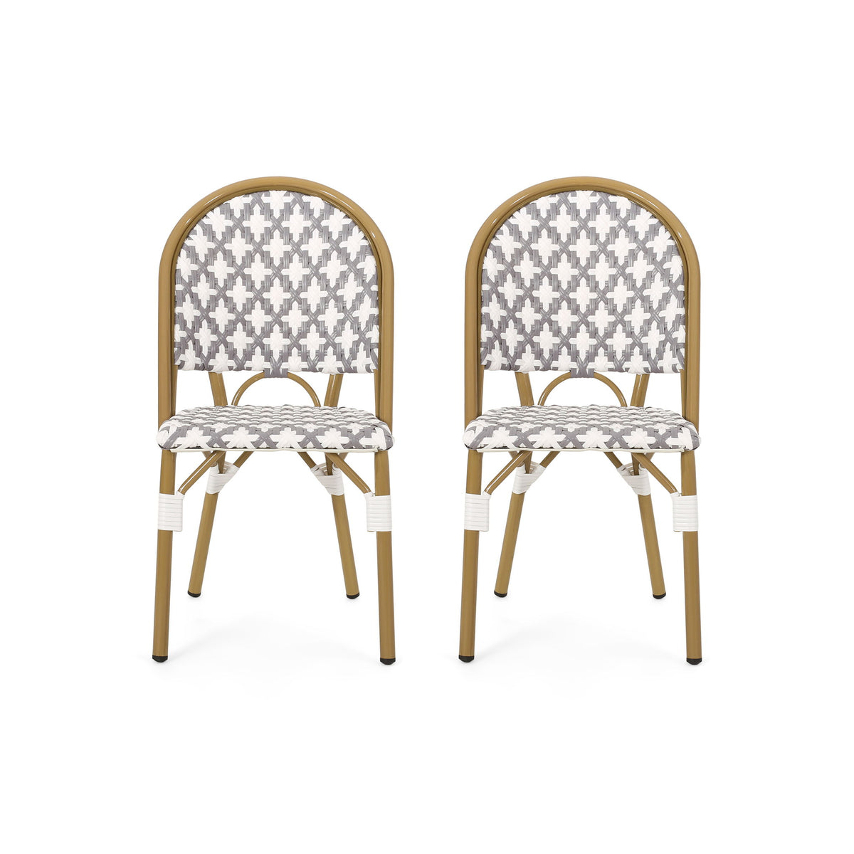 Chic French Bistro Chair With Durable Rattan And Aluminum Frame