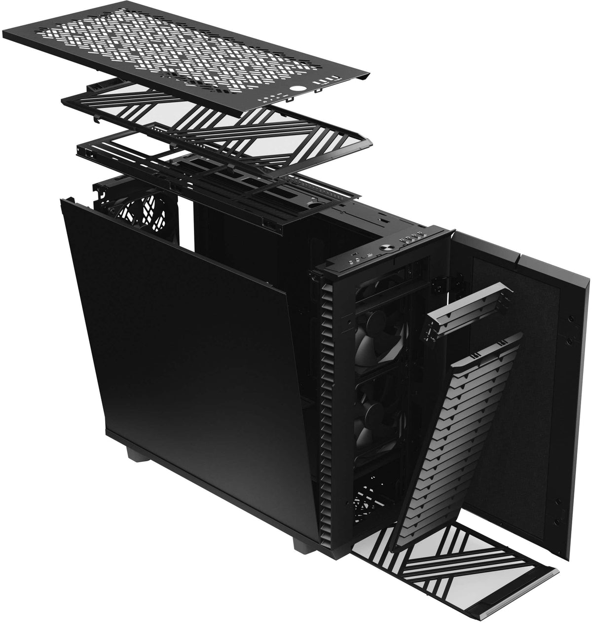 Fractal Design - Define 7 Black Brushed Aluminum/Steel E-ATX Silent Modular Mid Tower PC Case - Black