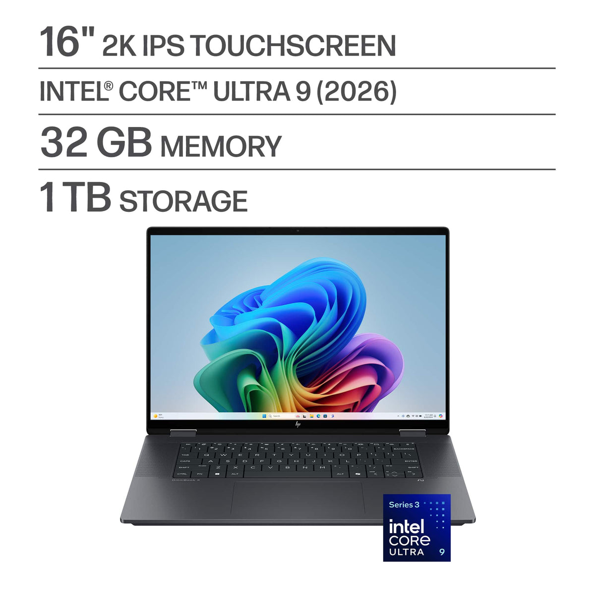 HP - OmniBook X Flip - 16" 2K Touchscreen Laptop - Intel Core Ultra 9 (2024) - 32GB Memory - 1TB SSD - Copilot+ PC - Eclipse Gray