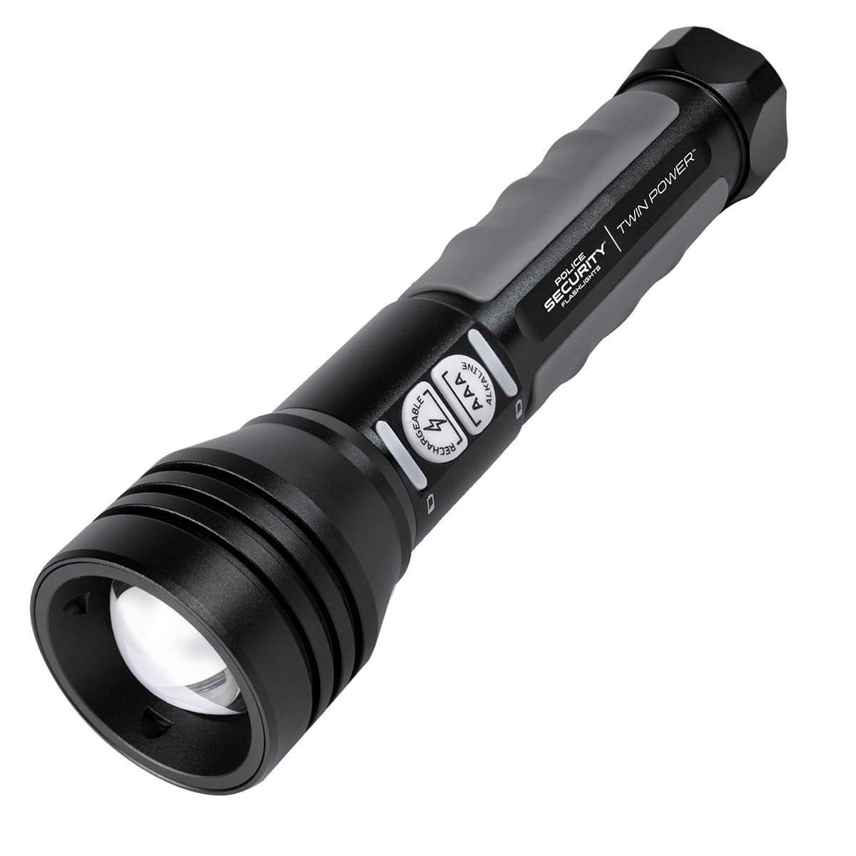 Police Security - Twin Power 600 Lumen Flashlight - Black