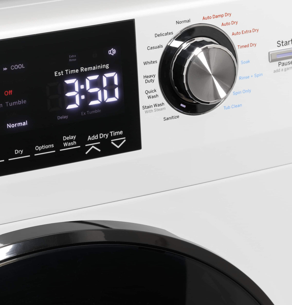 GE - 2.4 Cu. Ft. High-Efficiency Front Load Washer and Electric Condenser Dryer Combo with Steam and Sanitize - White