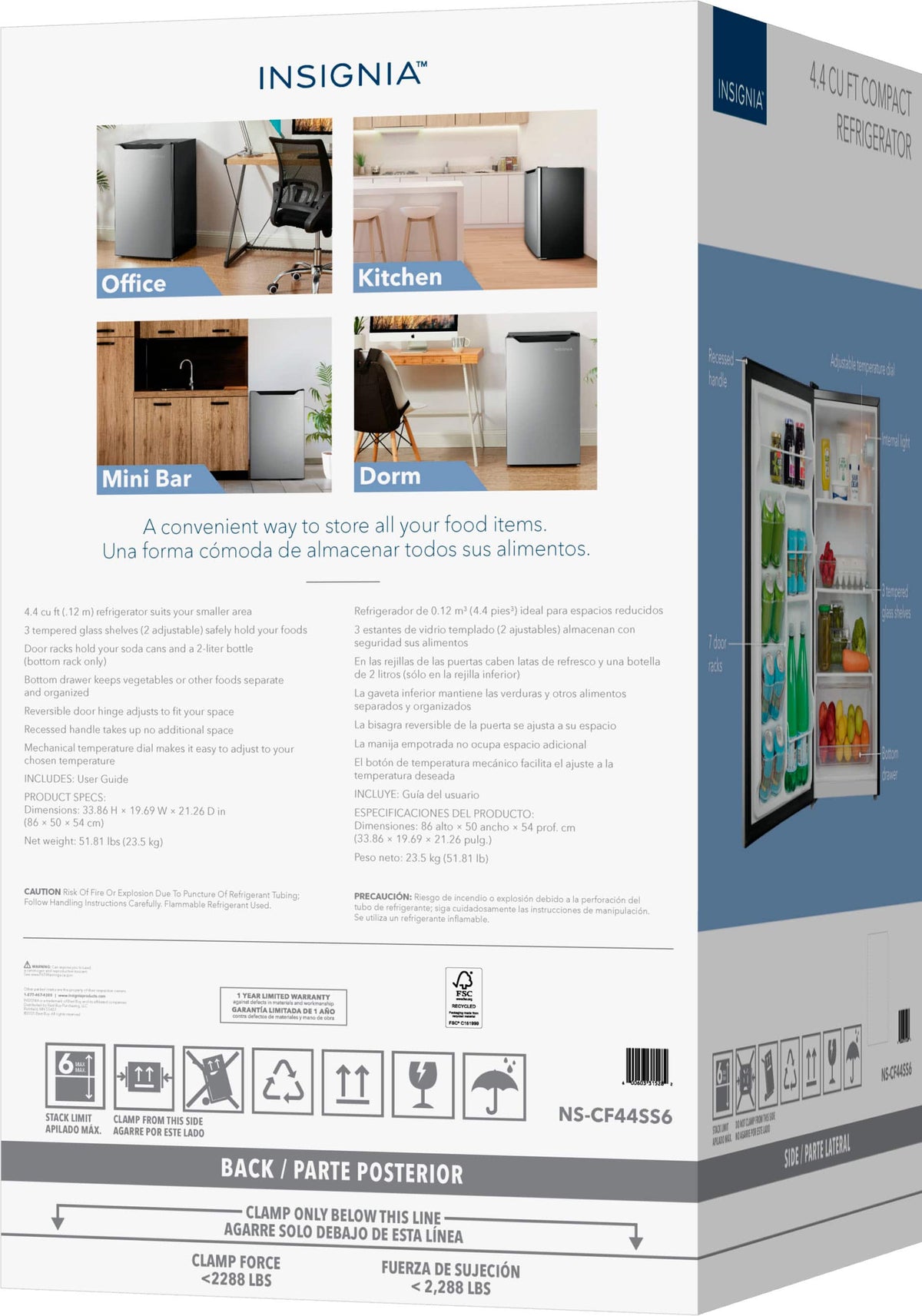 Insignia™ - 4.4 Cu. Ft. Mini Fridge with Door Storage and ENERGY STAR Certification - Stainless Steel