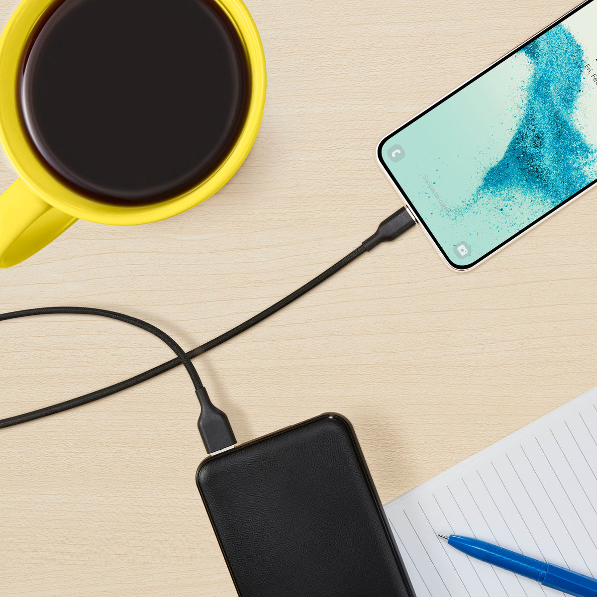 Best Buy essentials™ - 4' USB-C to USB Braided Charge-and-Sync Cable - Black