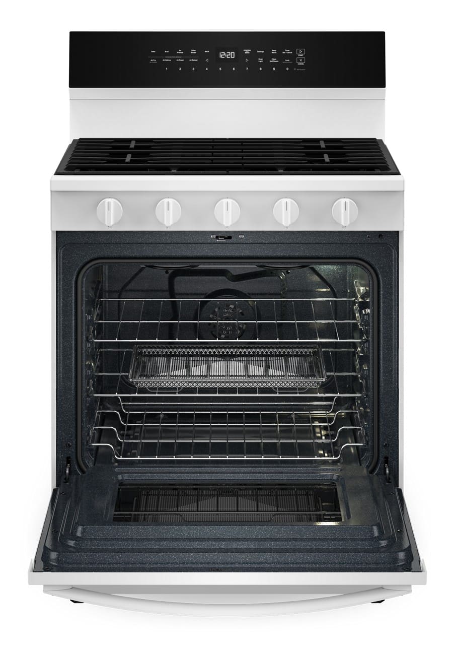Whirlpool - 30 in. Wide 5 burners 5.0 cu. ft. Smart Freestanding Gas Range with Air Cook Technology, No Preheat Air Fry, Steam Clean - White