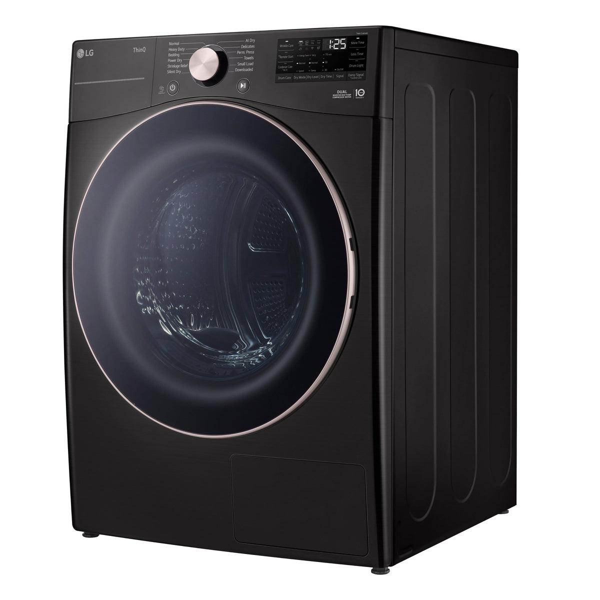 LG - 7.8 Cu. Ft. Stackable Smart Electric Dryer with Dual Inverter HeatPump Technology - Black Steel