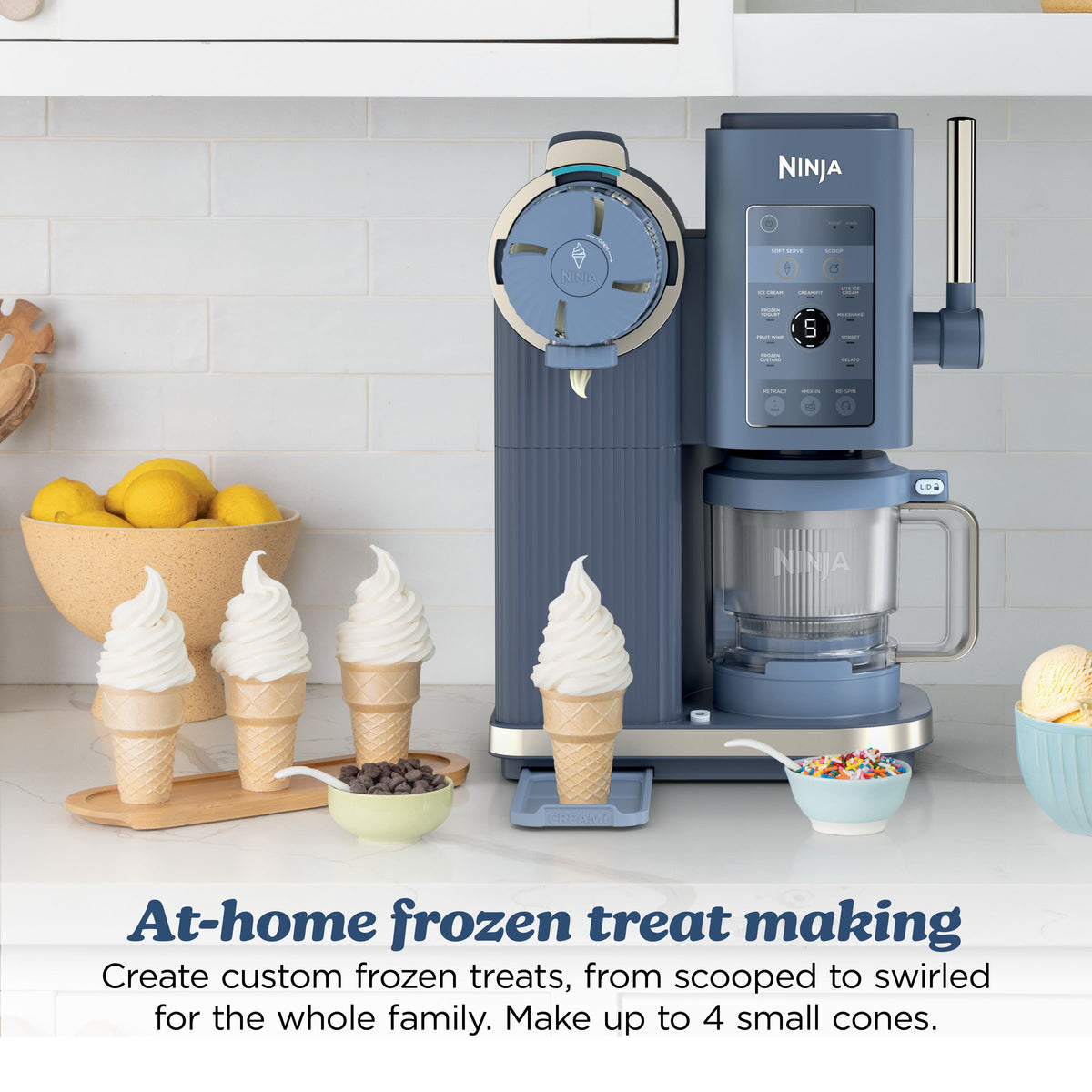 Ninja - CREAMi Scoop & Swirl Ice Cream & Soft Serve Maker, 13 One-Touch Programs - Navy