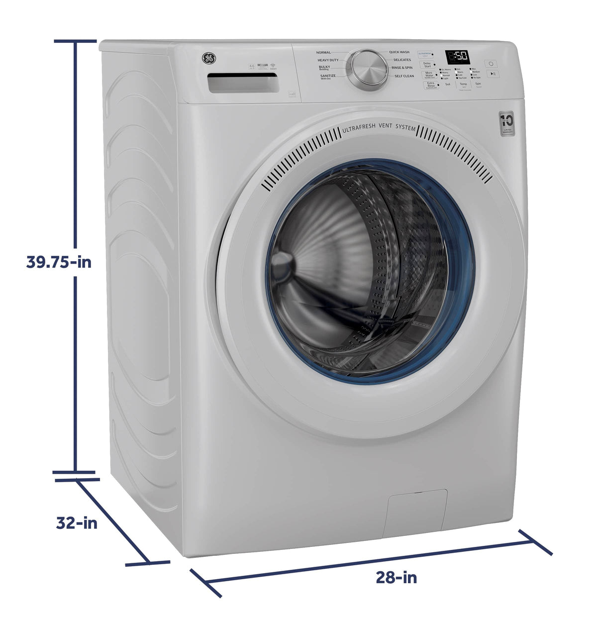 GE - 4.6 Cu. Ft. High-Efficiency Stackable Smart Front Load Washer with Microban Antimicrobial Technology - White