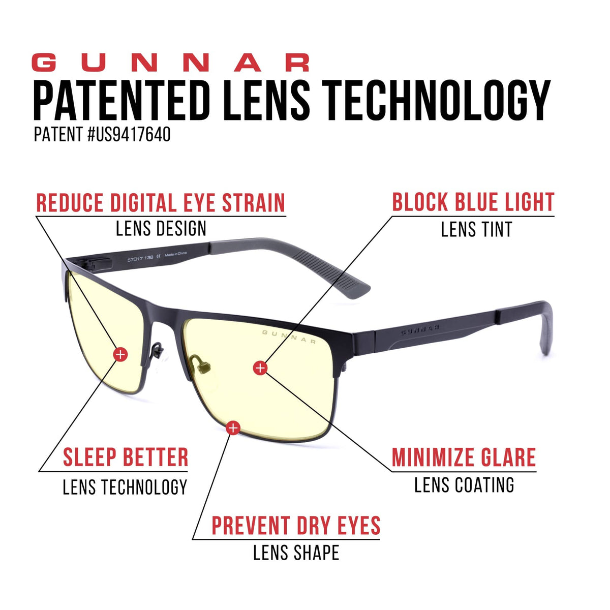 GUNNAR - Pendleton Computer Glasses with Blue Light Reduction , Amber Lenses - Slate